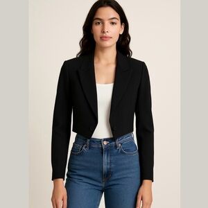 Express Blazer Cropped Black Size 4 Botton Detail New